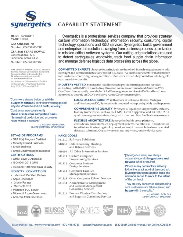 Customer Capability Statement – AAAT3 Services, LLC