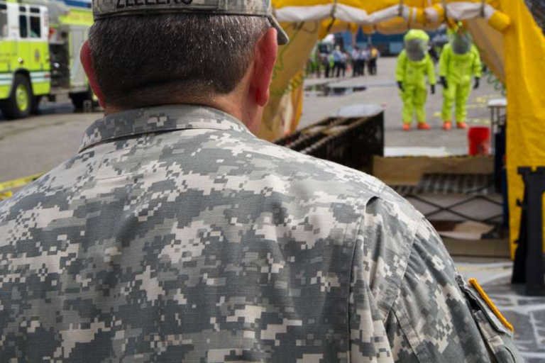 Military personnel on a federal construction site