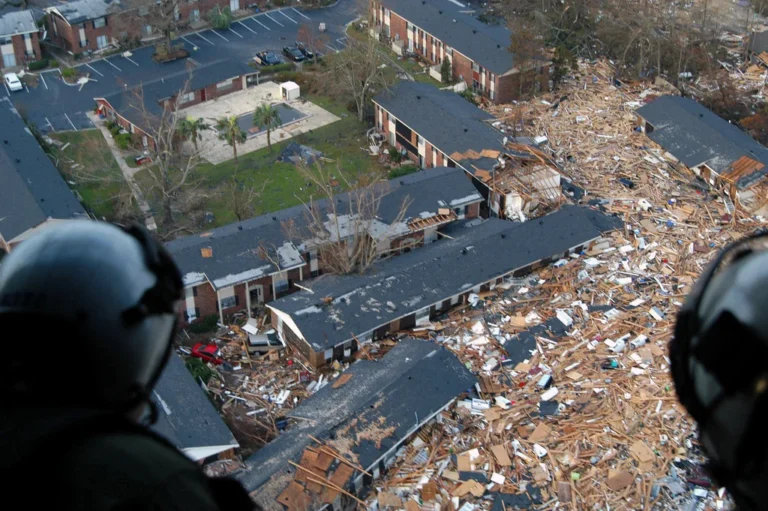 Aerial view of hurricane damage